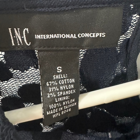 INC International Concepts Navy Blue Lace top Size Small - Picture 3 of 4